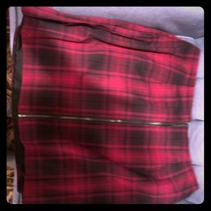 Plus size burgundy plaid skirt